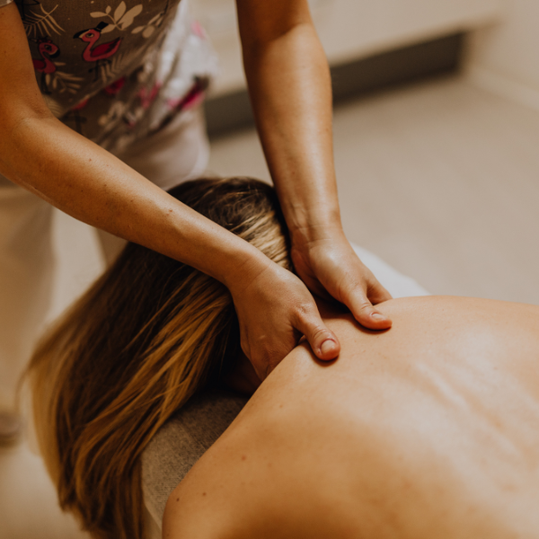 A girl taking swedish massage